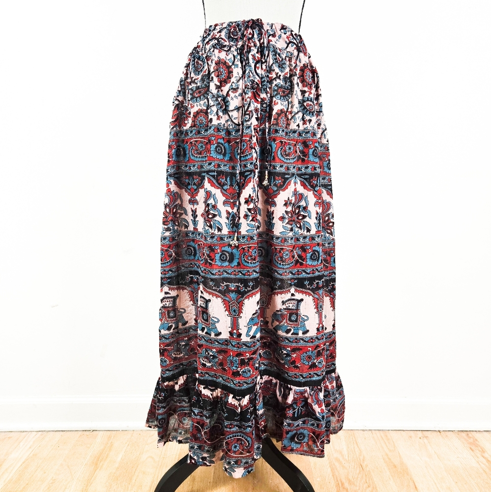 🦋LAST🦋NWT Blue Boheme Luna Printed Maxi Skirt, Red and Blue